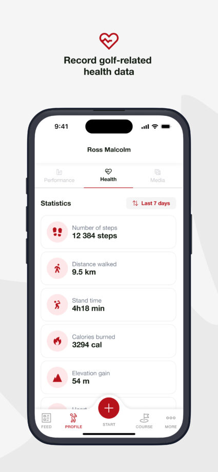 Record golf-related health data