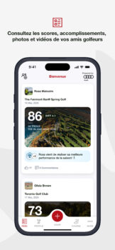 Consultez les scores, accomplissements, photos et vidéos de vos amis golfeurs