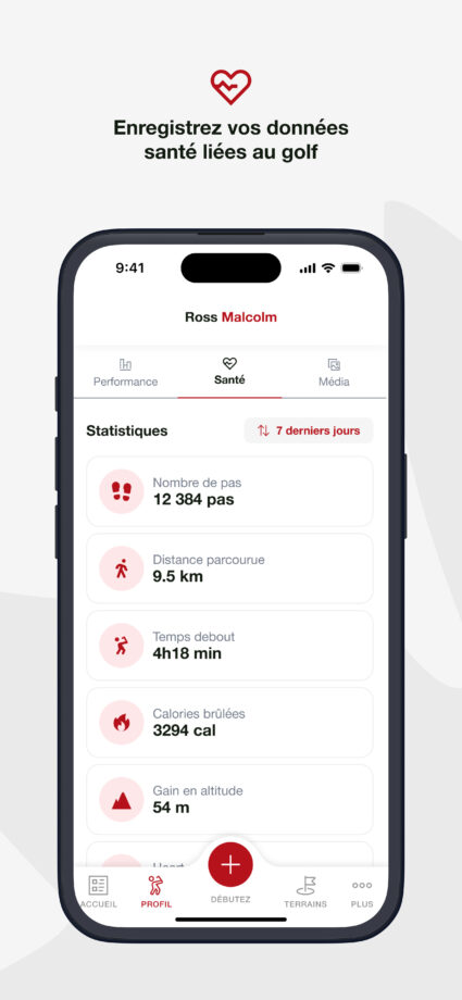 Enregistrez vos données santé liées au golf