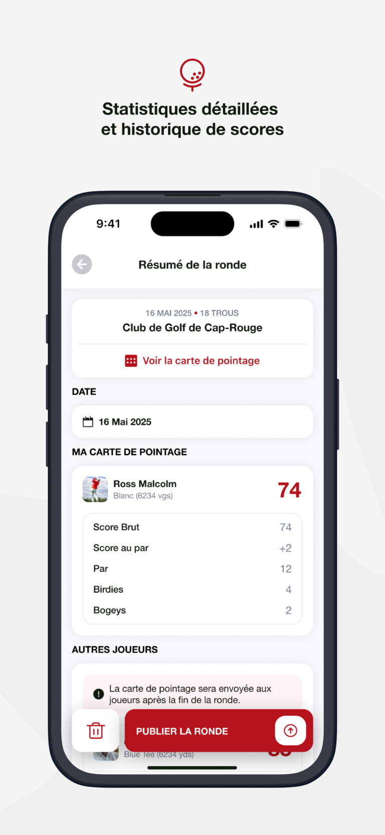 Statistiques détaillées et historique de scores