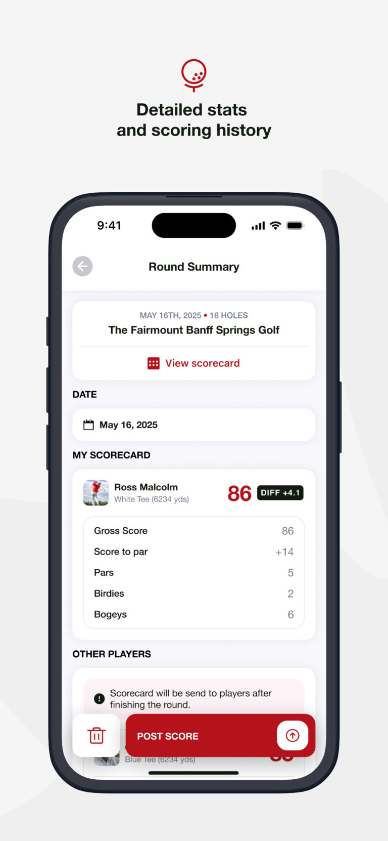 Detailed stats and scoring history