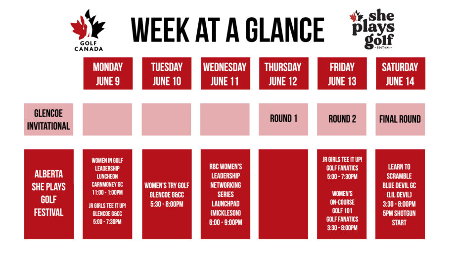 Alberta She Plays Golf Week at a Glance