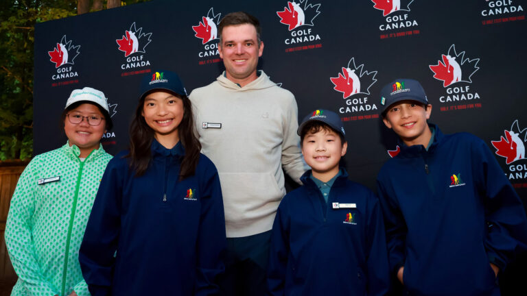 Corey Conners and four Drive Chip and Putt competitors