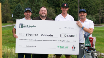 nick taylor first tee cheque